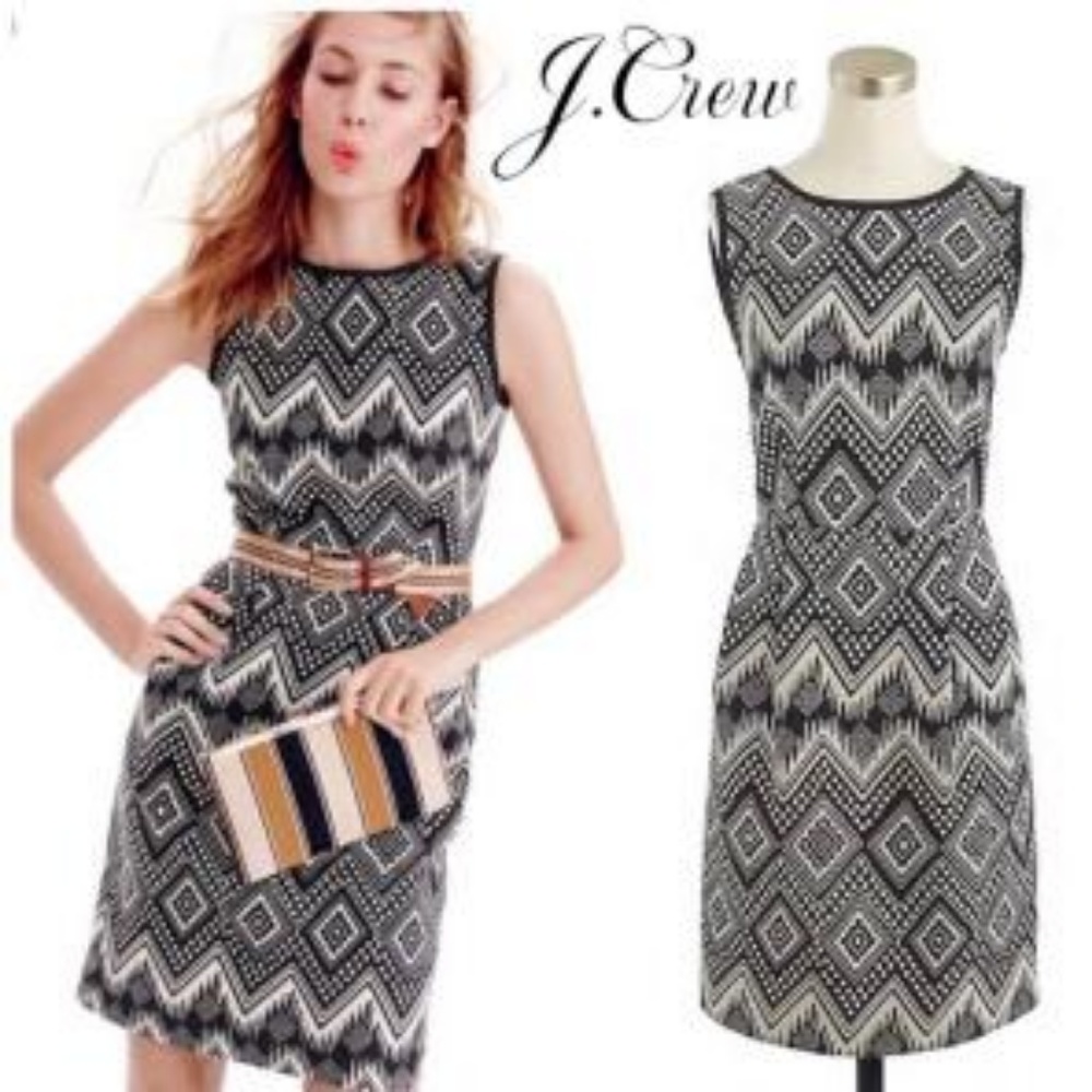 J. Crew Diamond Ikat print jacquard dress